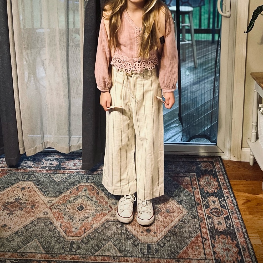 Zara Cream Striped Kids Pants